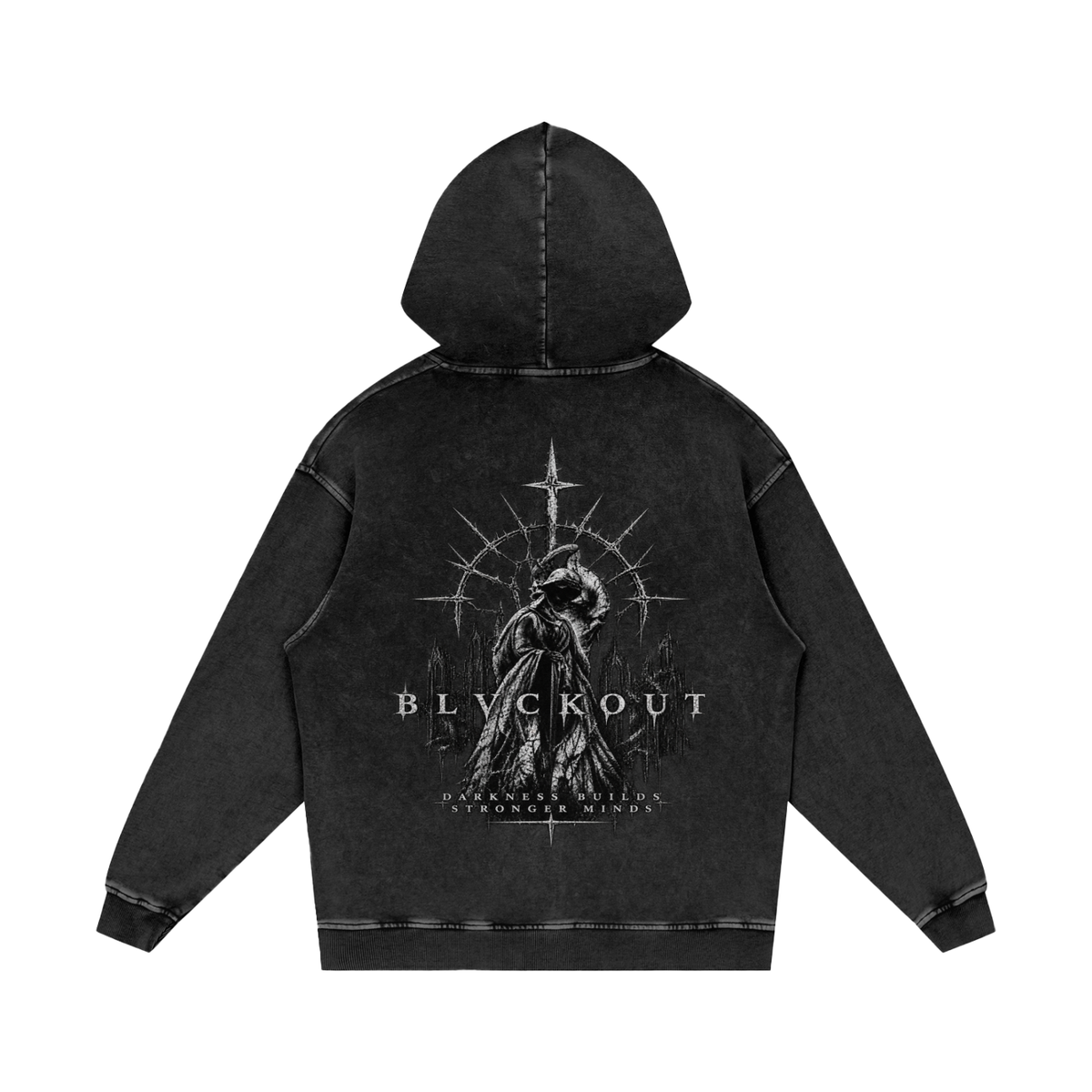 BLVCKOUT Snow Washed Loose Cotton Hoodie