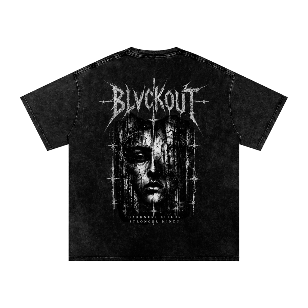 BLVCKOUT Snow Washed Oversized Custom Back Cotton T-Shirt