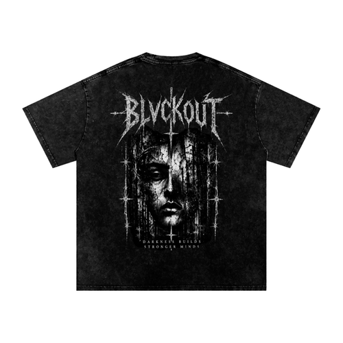 BLVCKOUT Snow Washed Oversized Custom Back Cotton T-Shirt